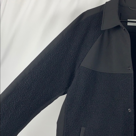 VINCE Wool Blend Jacket Black Snap Button - Picture 9 of 11